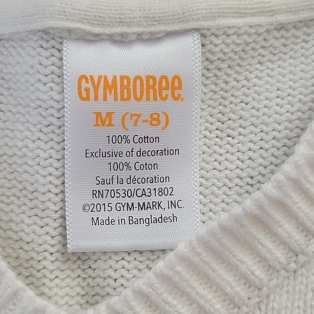 Gymboree Sweater Vest White with Gray Stripes Pullover V-Neck Boys Size 7/8